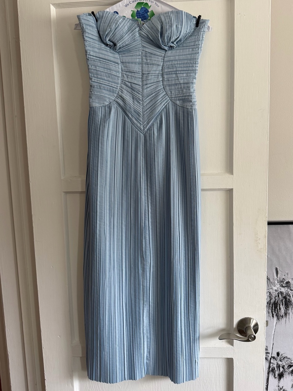 CULT GAIA ASHIKA GOWN STRAPLESS PLEATED COASTAL BLUE - Picture 4 of 5